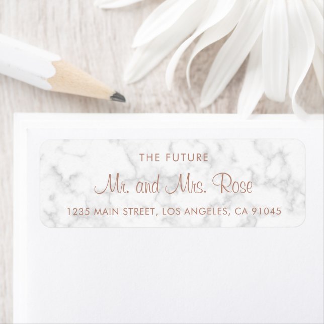 Marble Rose Gold Elegant Wedding Return Address (Insitu)
