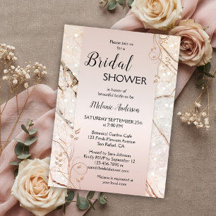 Marble Rose Gold Floral Bridal Shower Invitation
