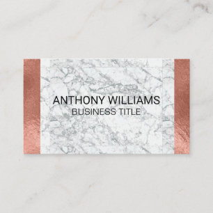 Marble   Rose Gold Foil Glossy Metallic Trim Business Card