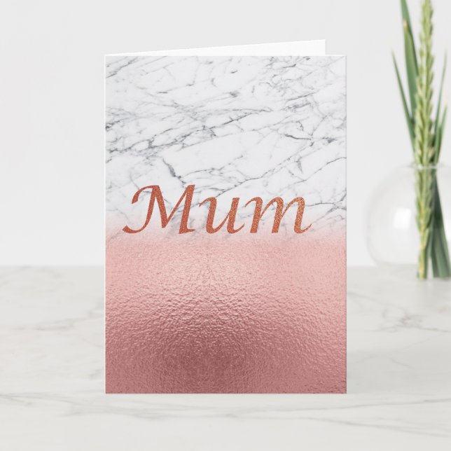 Marble Rose gold foil mum wall art Card (Front)