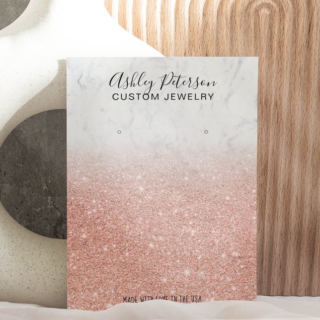 Marble rose gold glitter jewellery earring display business card (Creator Uploaded)
