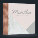 Marble, rose gold, grey and blush pink. binder<br><div class="desc">Modern faux Marble,  rose gold,  grey and blush pink binder. With space for a name. Background colour and text colour can be altered. Part of a modern collection.</div>