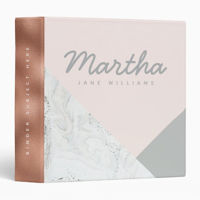 Marble, rose gold, grey and blush pink. binder (Front/Spine)