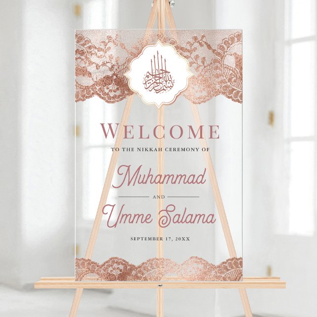 Marble Rose Gold Lace Muslim Wedding Welcome (Créateur téléchargé)