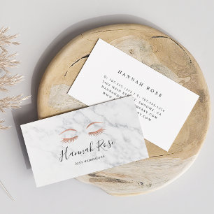 Marble & Rose Gold Lashes & Brows Beauty Business Card