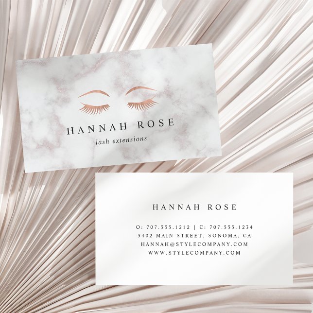 Marble & Rose Gold Lashes & Brows Beauty Business Card (Creator Uploaded)