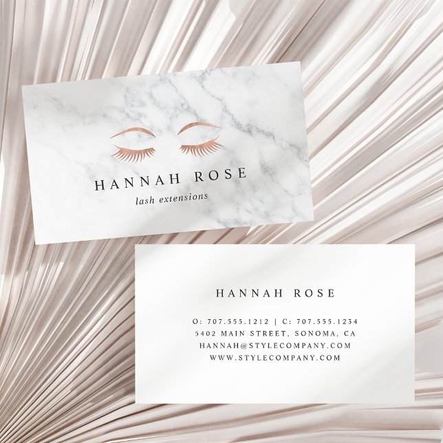 Marble & Rose Gold Lashes & Brows Beauty Business Card (Creator Uploaded)