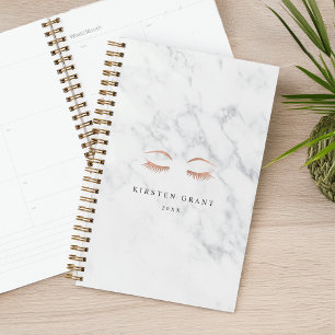 Marble Rose Gold Lashes & Brows Beauty Logo Planner