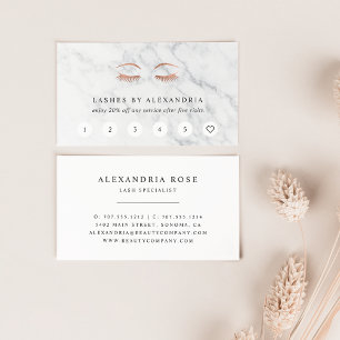Marble & Rose Gold Lashes & Brows Beauty Loyalty Card