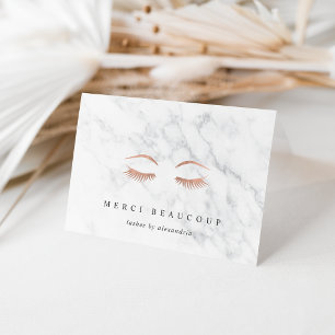 Marble & Rose Gold Lashes & Brows Note Cards