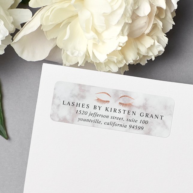 Marble & Rose Gold Lashes & Brows Return Address (Creator Uploaded)