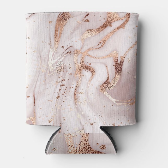 Marble Rose Gold: Liquid Abstract. Can Cooler (Front)