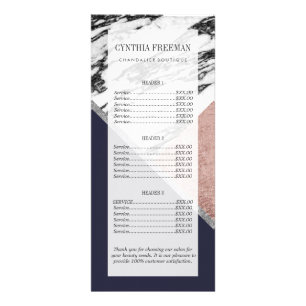Marble Rose Gold Navy Blue Triangle Geometric Rack Card