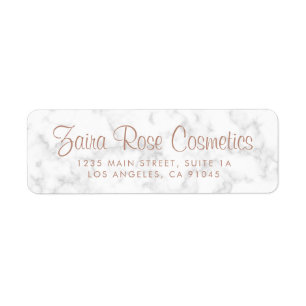 Marble Rose Gold Script Business Return Address