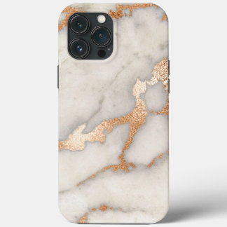 Marble Rose Gold Strokes Stone Gold Abstract iPhone 13 Pro Max Case