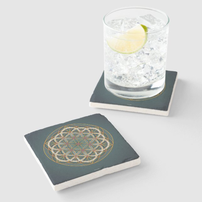 Marble sacred geometry coaster (Side)