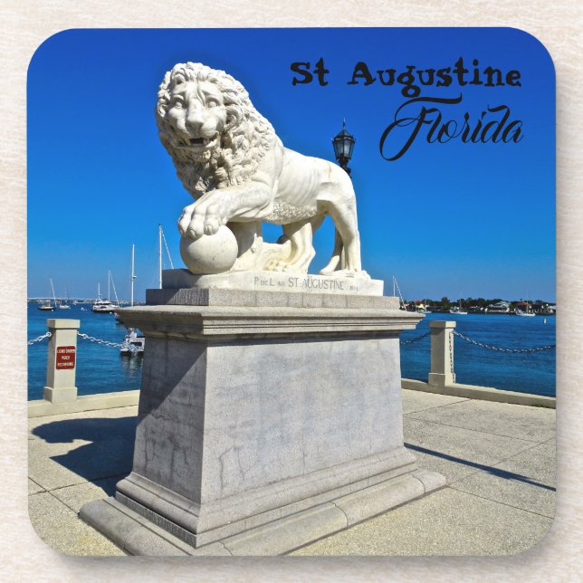 Marble Sculpture at Bridge of Lions St. Augustine Coaster (Front)