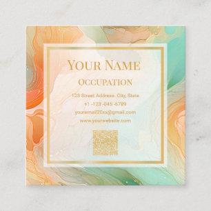Marble seamless pattern terracotta square business card