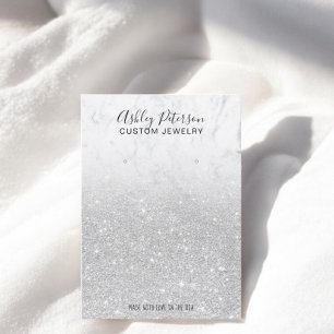 Marble silver glitter jewellery earring display business card