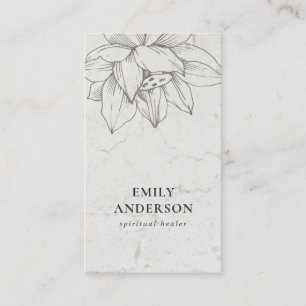 MARBLE SILVER LOTUS SIMPLE REIKI SPIRITUAL HEALER BUSINESS CARD