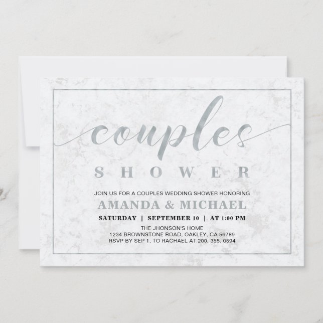 Marble | Simple Modern Couples Wedding Shower Invitation (Front)