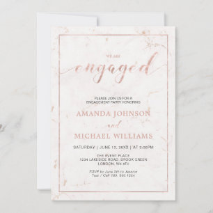 Marble   Simple Modern Typography Engagement Party Invitation
