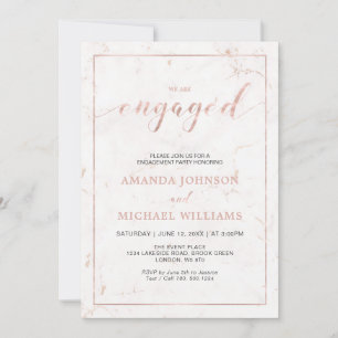 Marble Simple Modern Typography Engagement Party Invitation