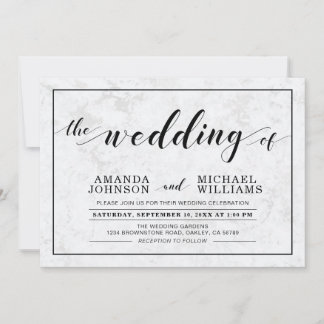 Marble | Simple Modern Typography Wedding Ceremony Invitation