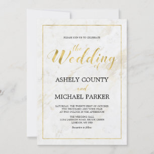 Marble   Simple Modern Typography Wedding Ceremony Invitation