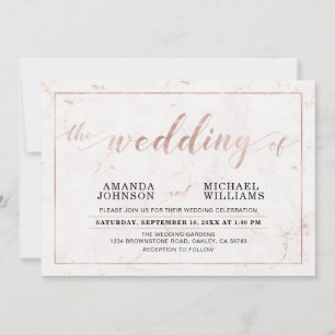 Marble   Simple Modern Typography Wedding Ceremony Invitation