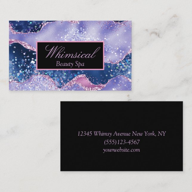 Marble Sparkle Agate Design Beauty Spa Business Ca Business Card (Front/Back)