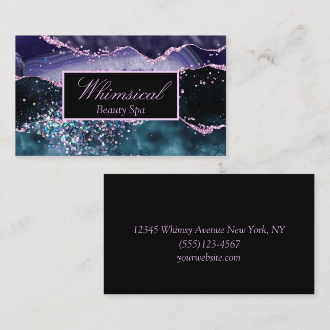 Marble Sparkle Agate Design Beauty Spa Business Card (Front/Back)