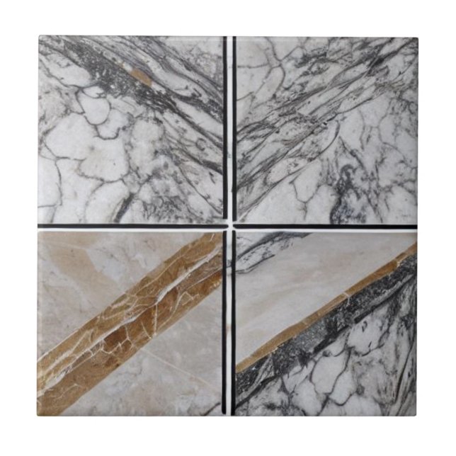 Marble square tiles in white grey brown beige  (Front)