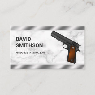 Marble Steel Pistol Gun Shop Gunsmith Firearms Business Card