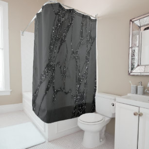 Marble Stone Abstract Black Graphite Glitter Grey