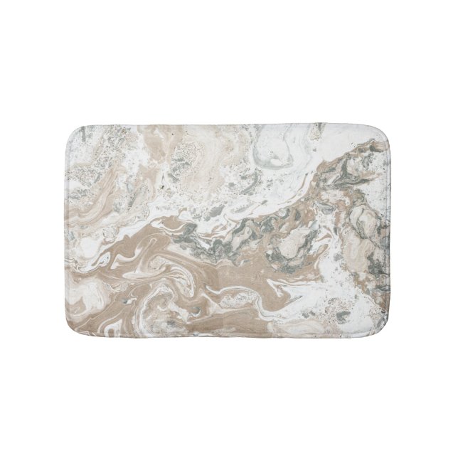 Marble Stone Abstract Creamy Beige Ivory Grey Bath Mat (Front)