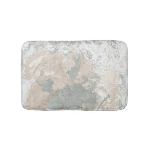 Marble Stone Abstract Creamy Mint Ivory Grey Bath Mat