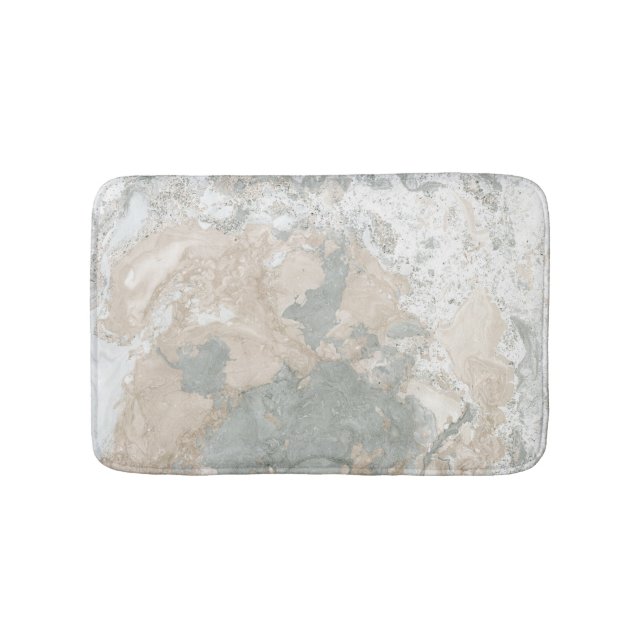 Marble Stone Abstract Creamy Mint Ivory Grey Bath Mat (Front)