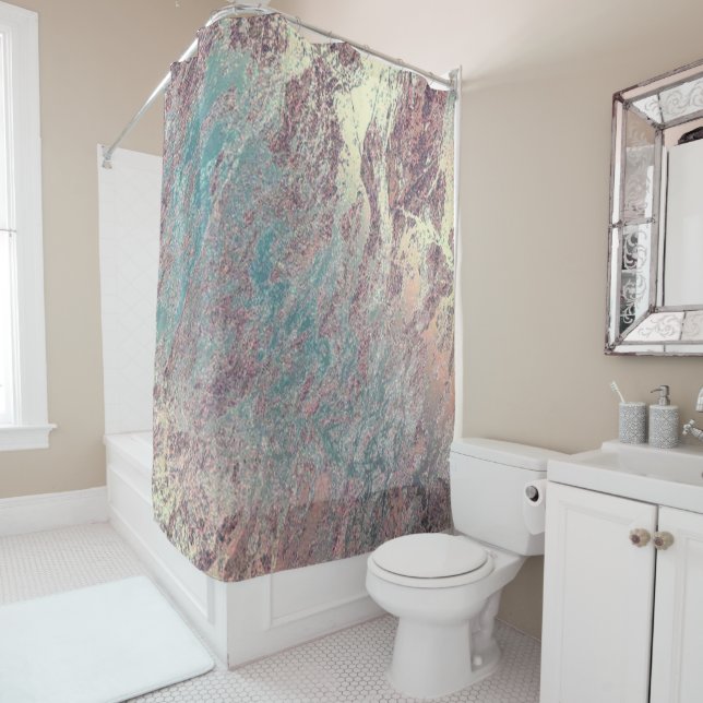 Marble Stone Abstract Metallic Teal Rose Luxury (In Situ)