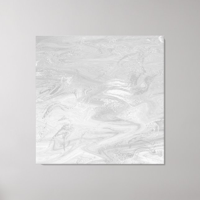 Marble Stone Abstract Monochromatic Waves Grey Canvas Print (Front)