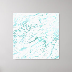Marble Stone Abstract White Aqua Blue Tiffany Lux Canvas Print