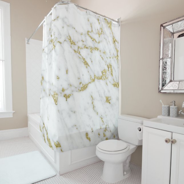 Marble Stone Abstract White Carrara Gold Grey (In Situ)