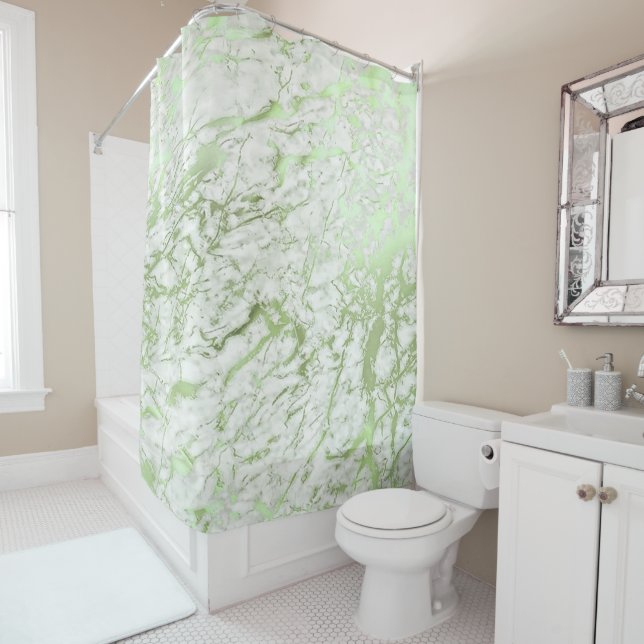 Marble Stone Abstract White Carrara Mint Green (In Situ)