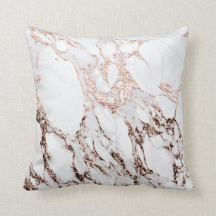Marble Stone Abstract White Carrara Rose Gold Grey Throw Pillow