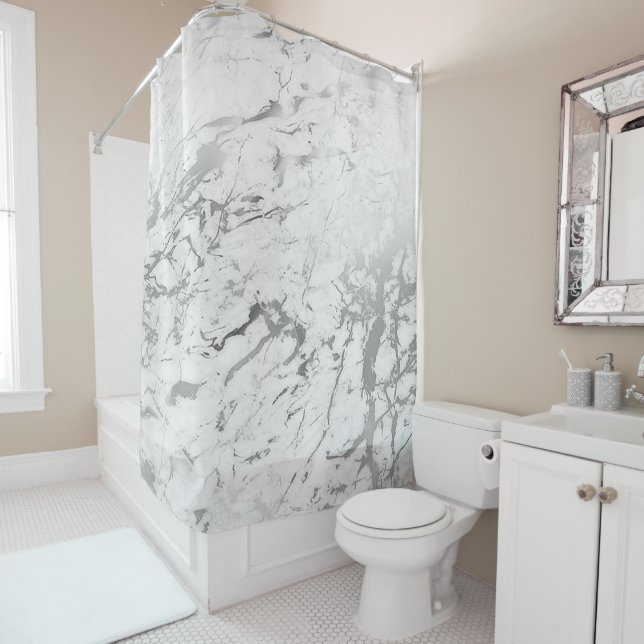 Marble Stone Abstract White Carrara Silver Grey (In Situ)