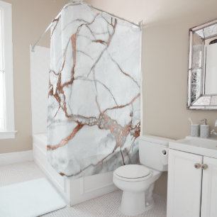 Marble Stone Abstract White Grey Copper Rose Gold