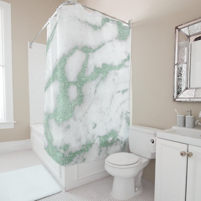 Marble Stone Abstract White Grey Mint Green Pastel (In Situ)