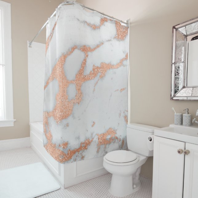 Marble Stone Abstract White Grey Rose Copper Gold (In Situ)