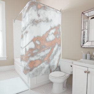 Marble Stone Abstract White Grey Rose Gold Copper