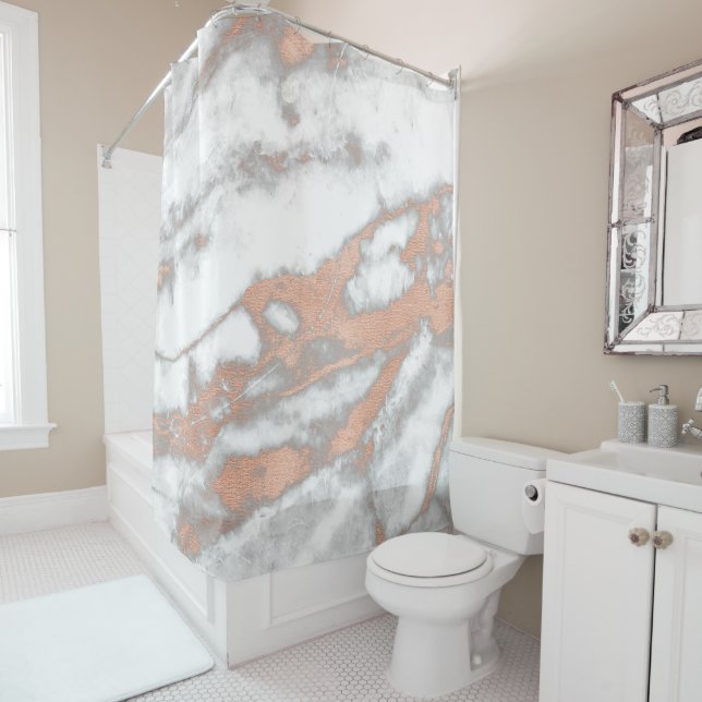 Marble Stone Abstract White Grey Rose Gold Copper (In Situ)